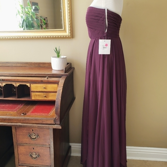 Jenny Yoo Mira Pleated Convertible Gown Bridesmaid Dress Black Currant 12 NWT - Picture 6 of 15